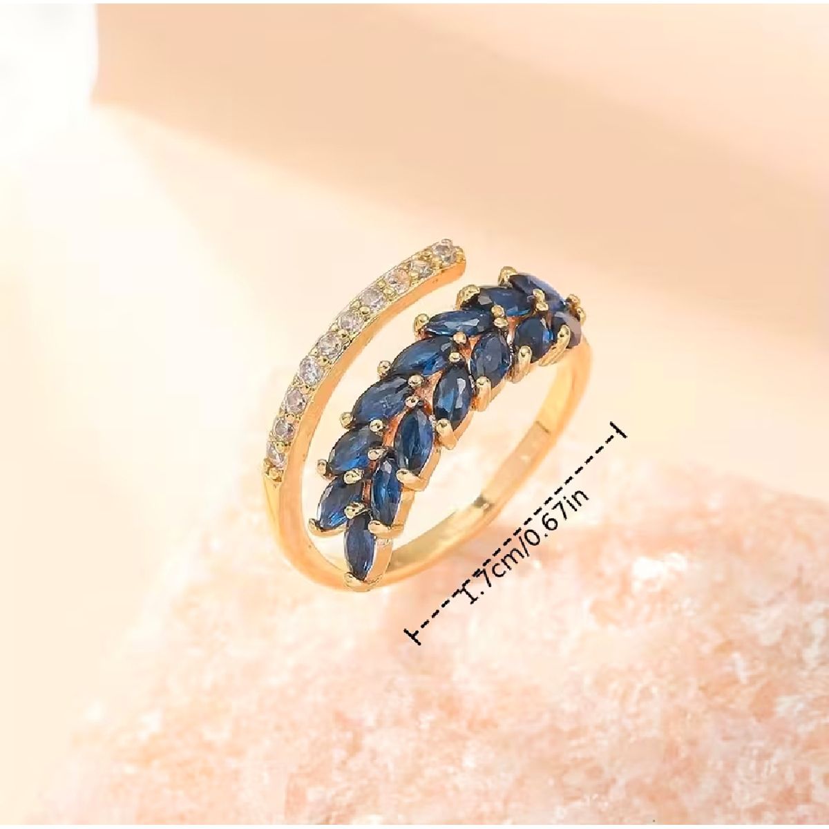Women’s Adjustable Wheat-Design Ring  - Blue