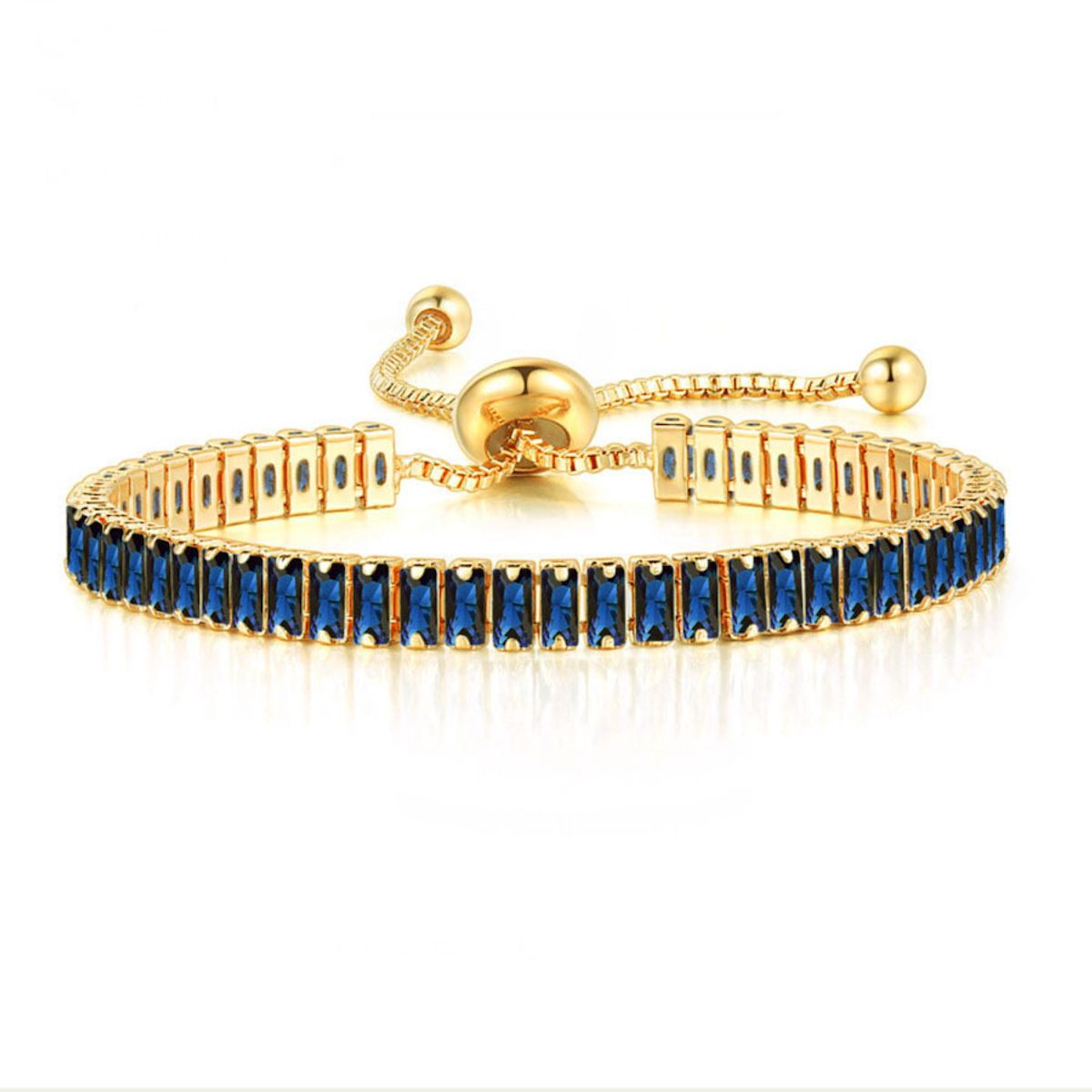 Women's Adjustable Baguette Stone Bracelet - Blue