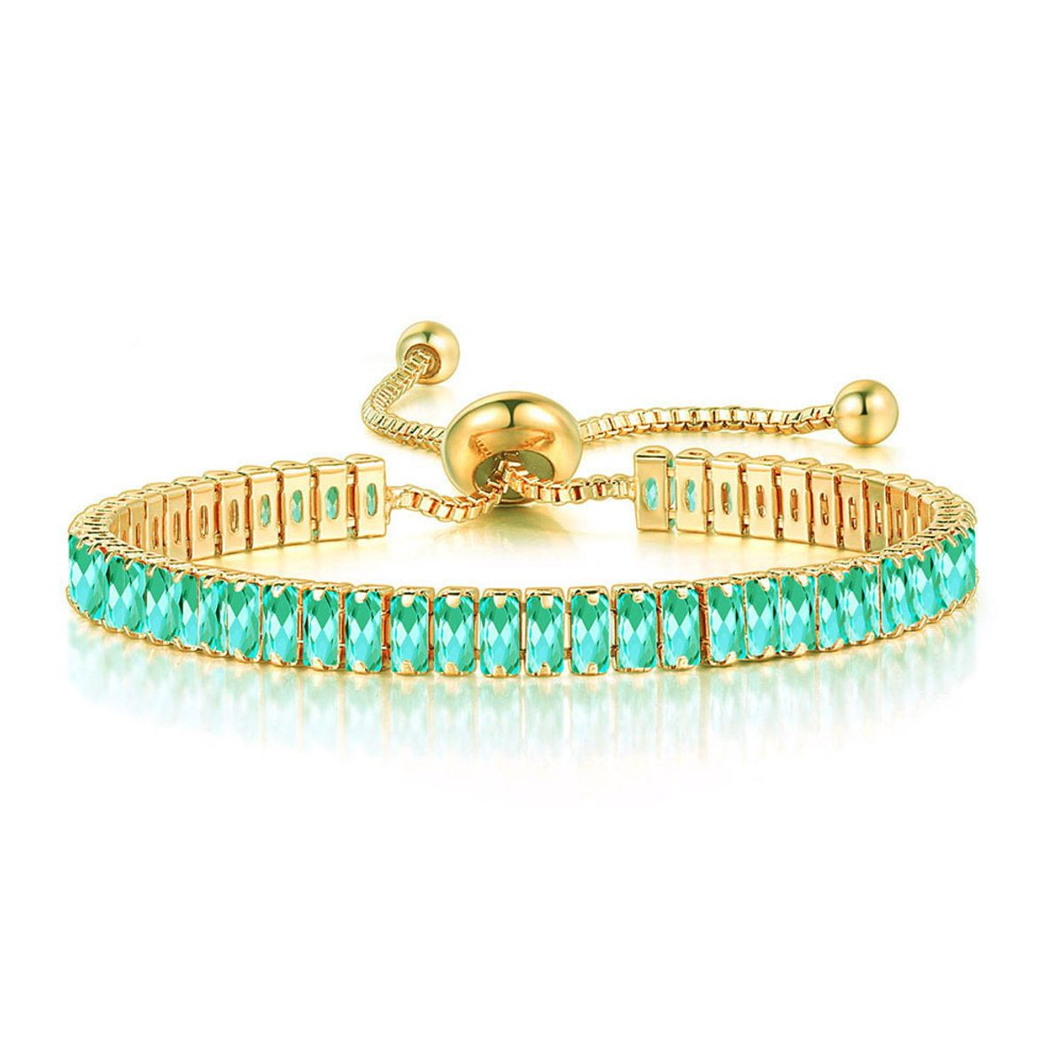 Women's Adjustable Baguette Stone Bracelet - Green