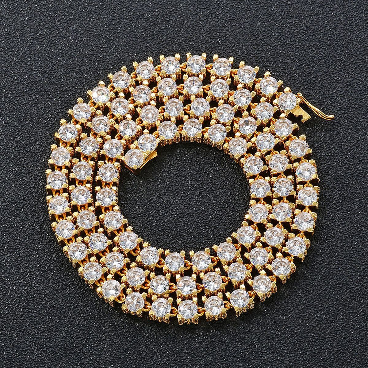 18K Iced Out Choker Necklace - Gold-16inch