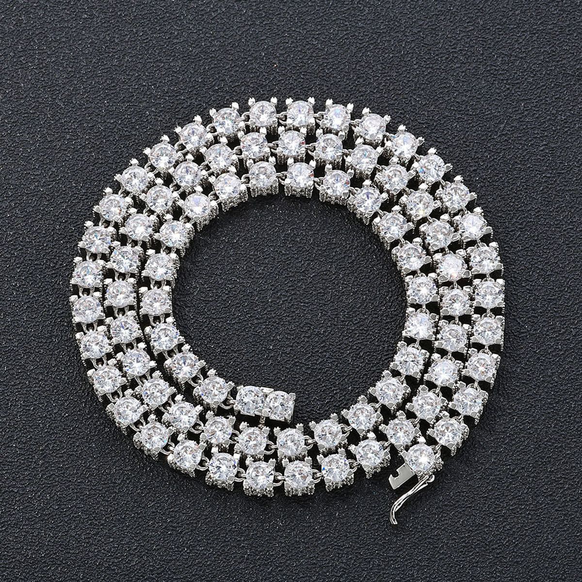 18K Iced Out Choker Necklace - Silver-20inch