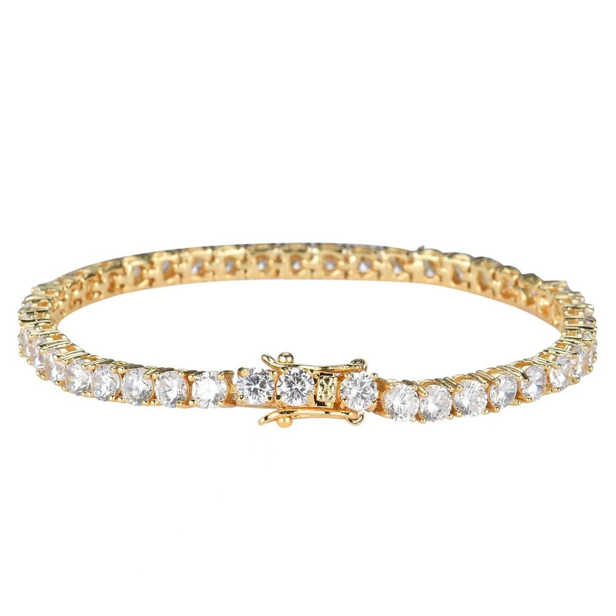 18K Gold Plated Classic Tennis Bracelet  - Gold