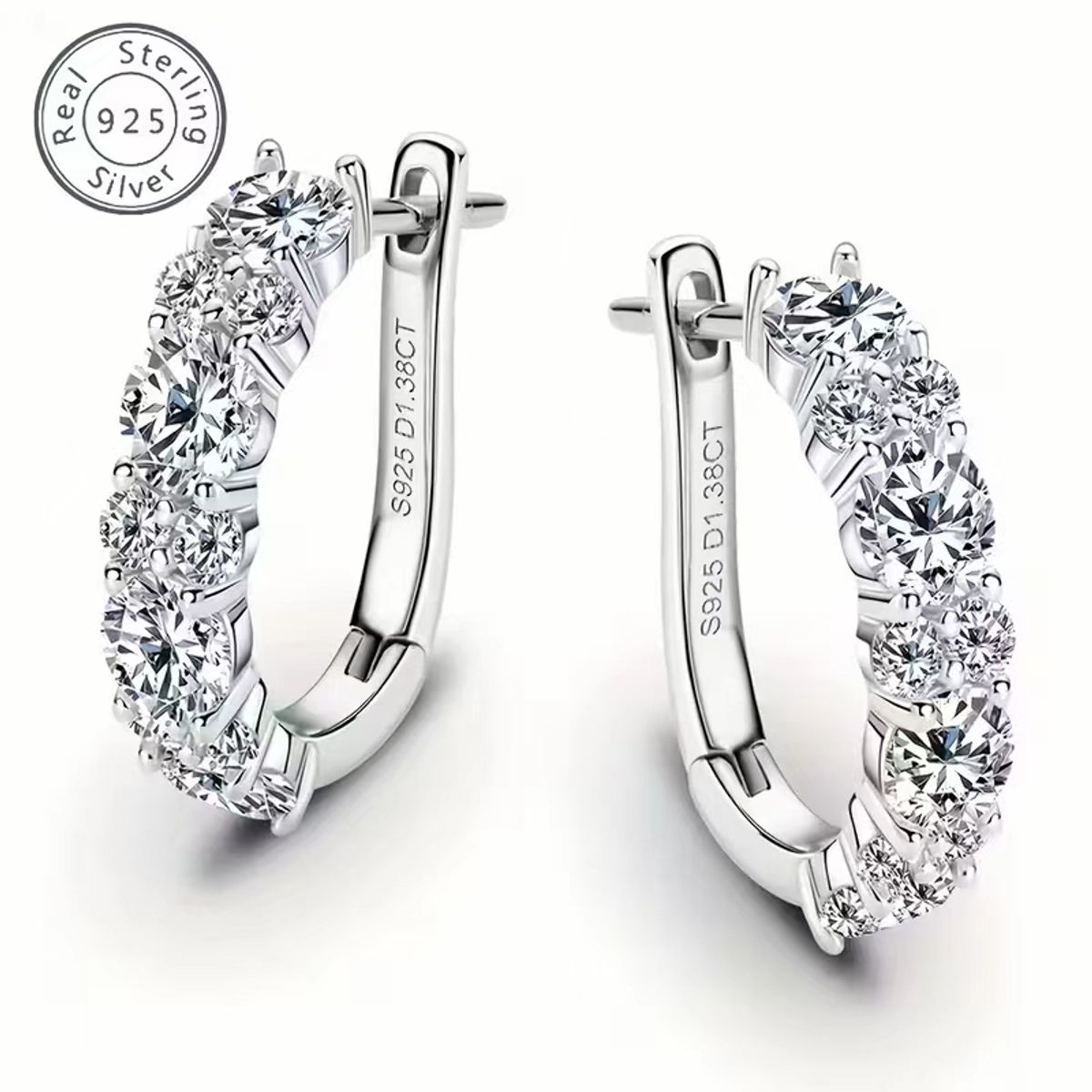 Sparkling  Hoop Earrings  - Silver
