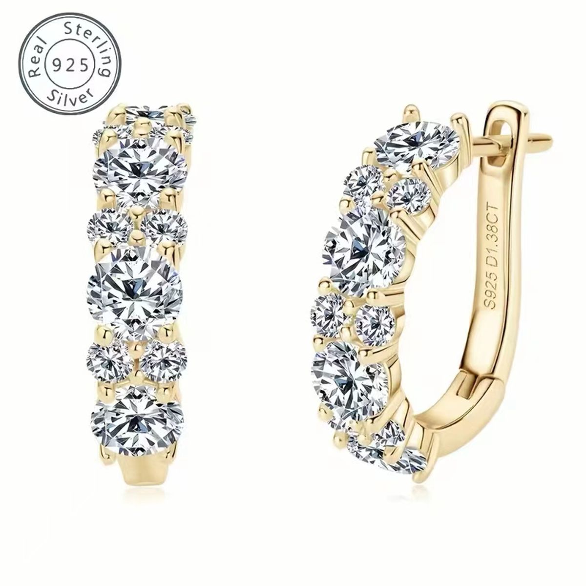 Sparkling  Hoop Earrings  - Gold
