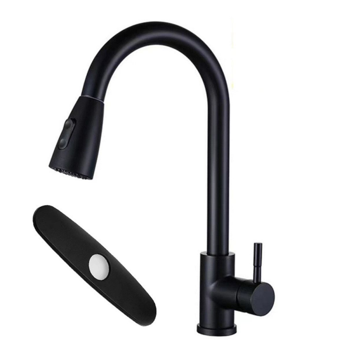 Stainless Steel Single-Handle Pull-Down Kitchen Faucet  - Black