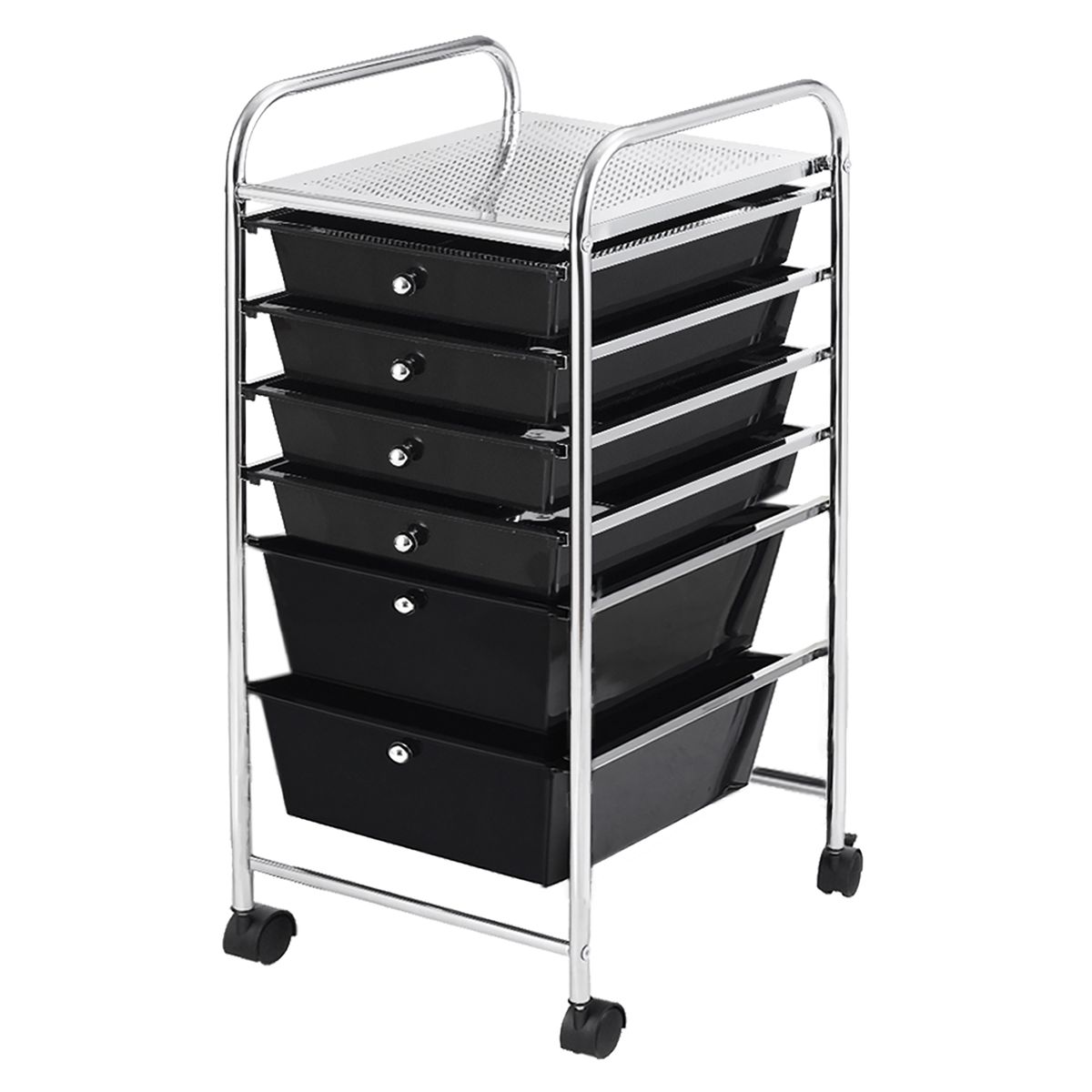 6 Drawer Rolling Storage Cart - Black