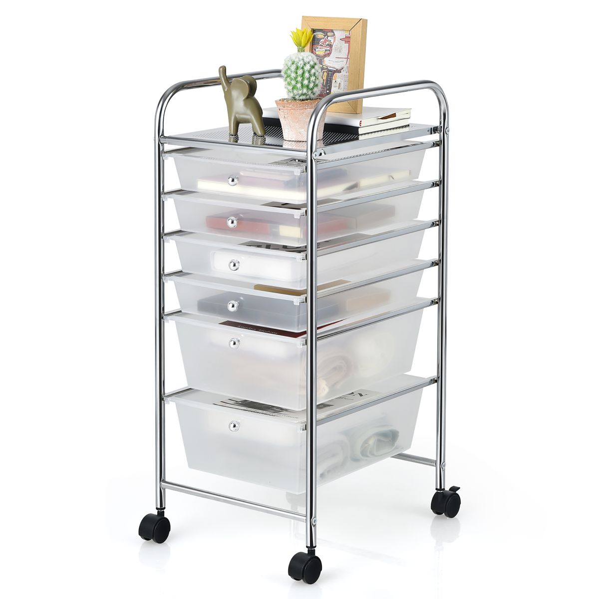 6 Drawer Rolling Storage Cart - Clear