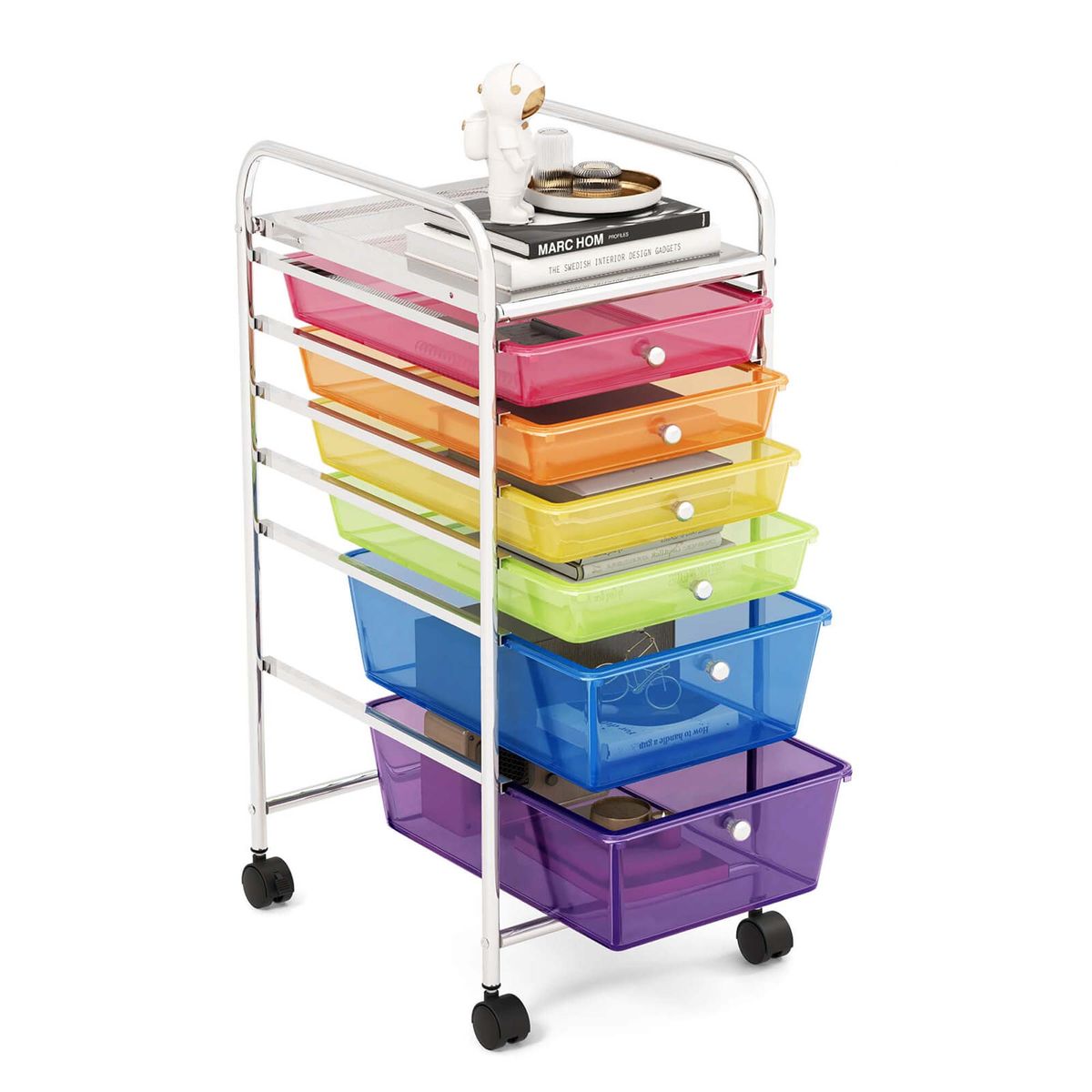 Photos - Wardrobe Costway 6 Drawer Rolling Storage Cart - Transparent Colorful HW53824 