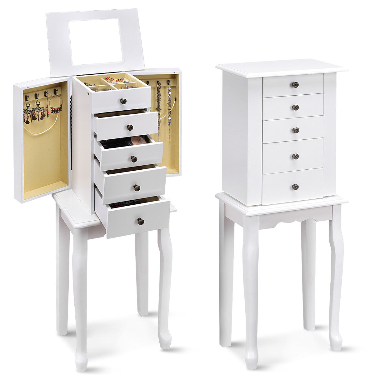 UntilGone – Standing Jewelry Organizer Armoire – Jewelry Cabinet WH