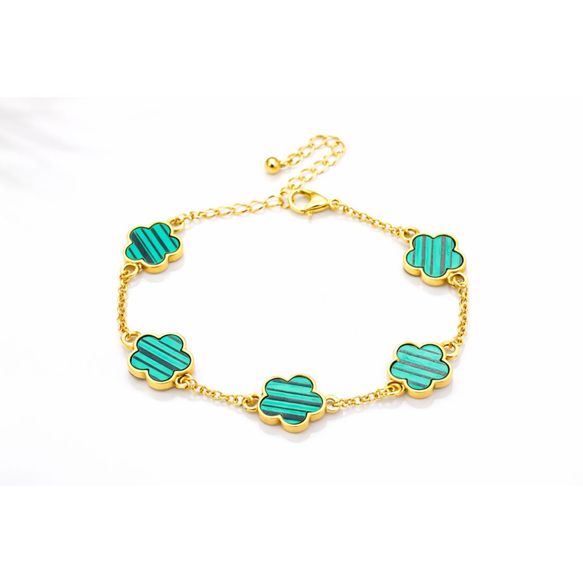 18K Gold Plated Clover Charm Bracelet - Clover Bracelet
