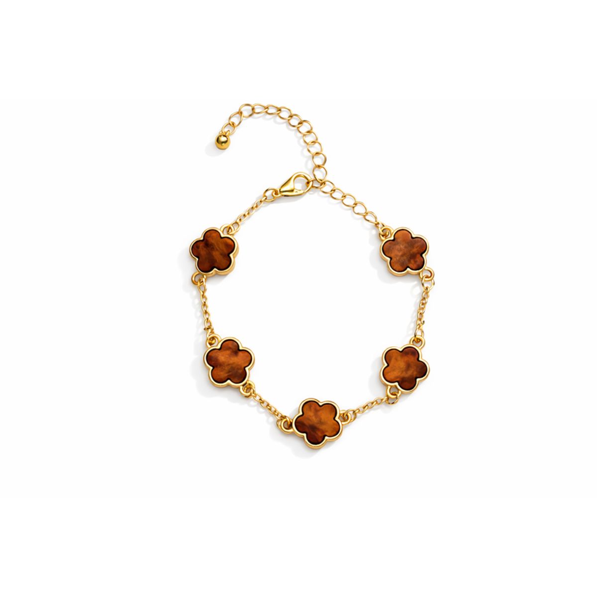 18K Gold Plated Clover Charm Bracelet  Clover Bracelet  BROWN
