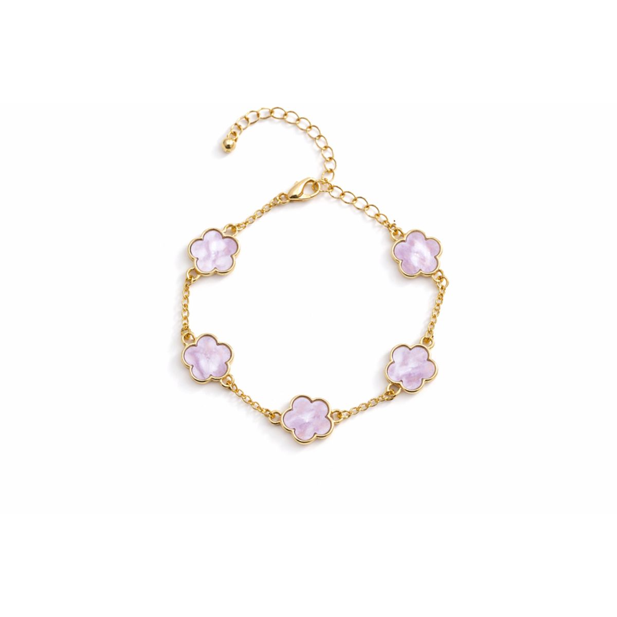 18K Gold Plated Clover Charm Bracelet - Clover Bracelet PURPLE
