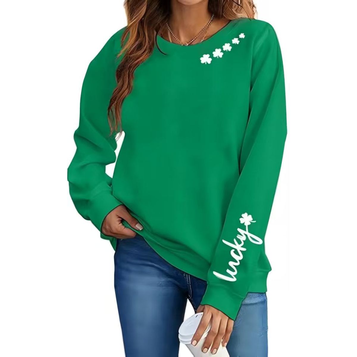 Women's Lucky Shamrock St. Patrick's Day Sweatshirt - Medium