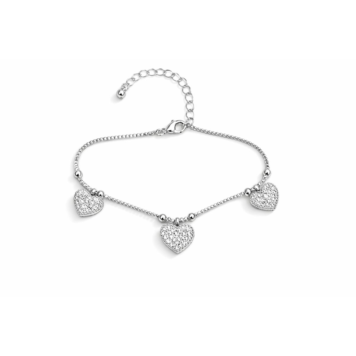 18K Gold Plated Hanging Heart Charm Bracelet - Silver Hanging Heart Bracelet