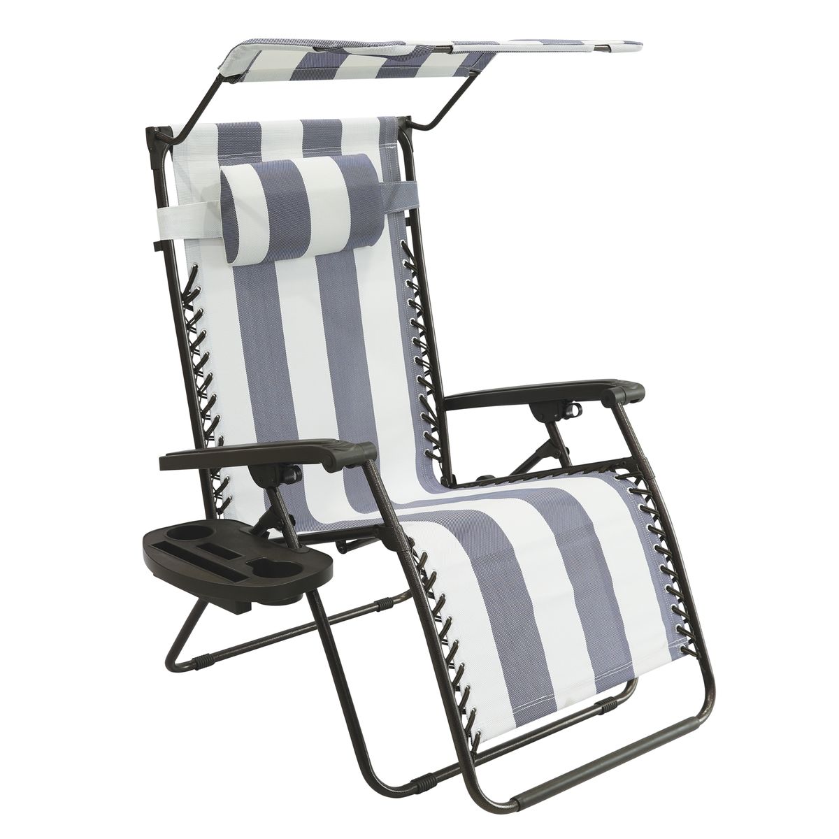 32" Gravity Free Lounger with Canopy - Blue Stripe