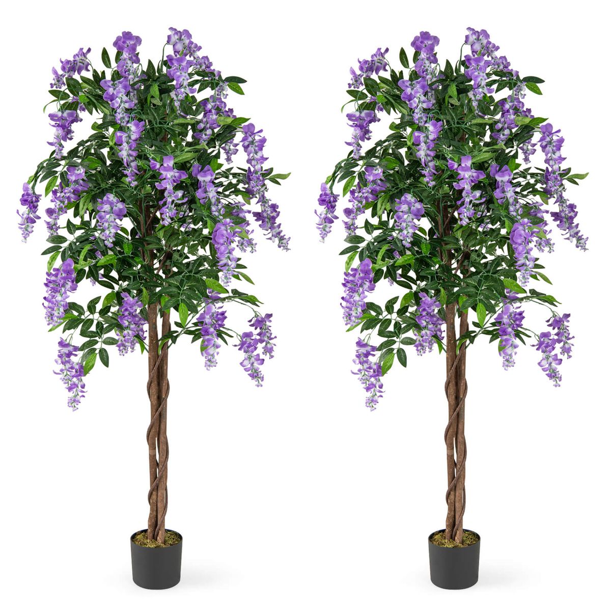 5.5 ft Artificial Wisteria Tree - Purple- 2-Pack