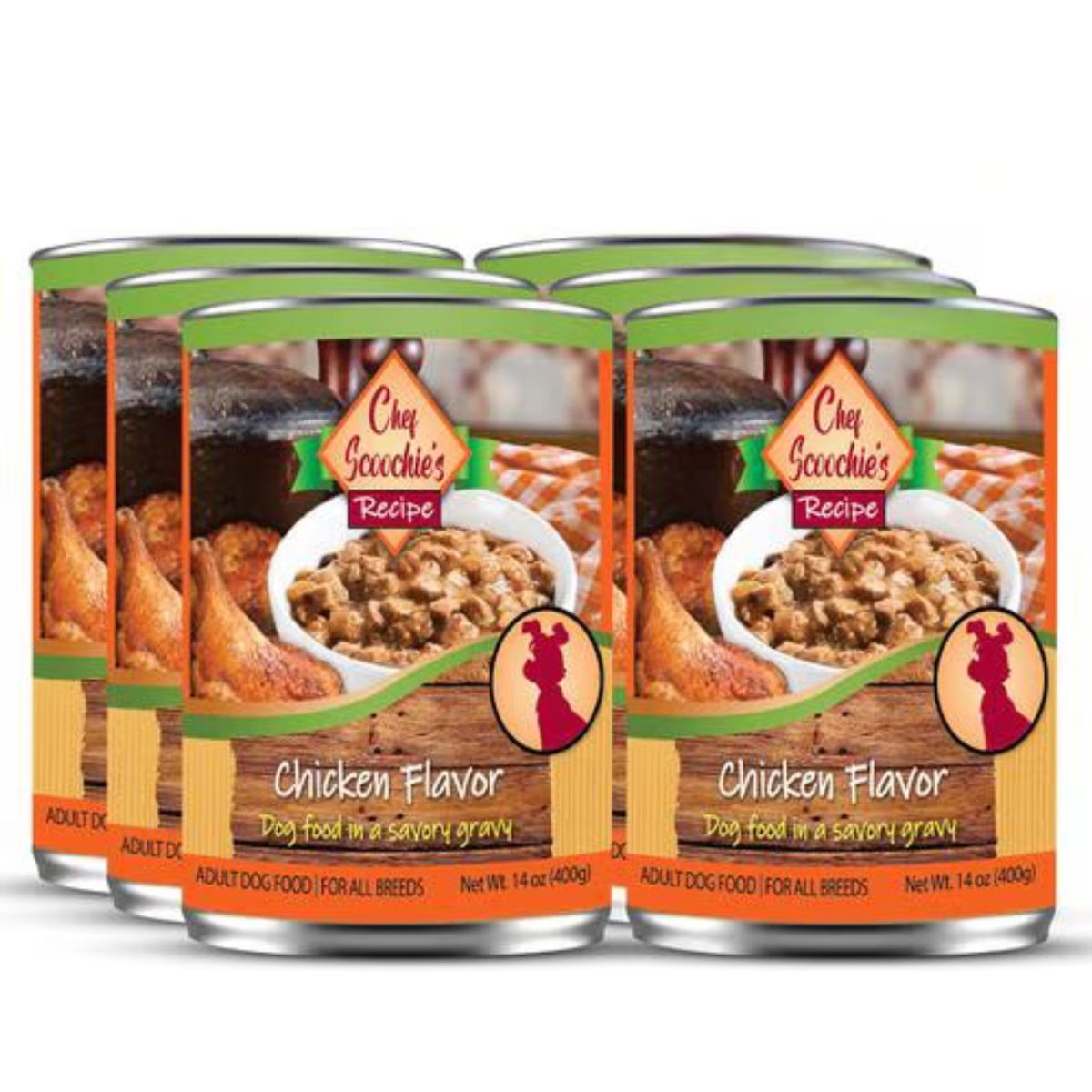 Scoochie Pet Wet Dog  Cat Food 12 Cans  Real Chk in Savory Gravy Wet Dog Food