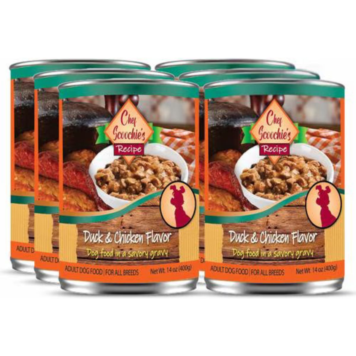 Scoochie Pet Wet Dog  Cat Food 12 Cans  Real Duck  Chk in Savory Gravy Dog Food