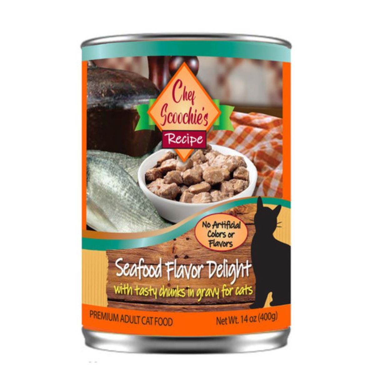 Scoochie Pet Wet Dog  Cat Food 12 Cans  Real Seafood Chunks Cat Food