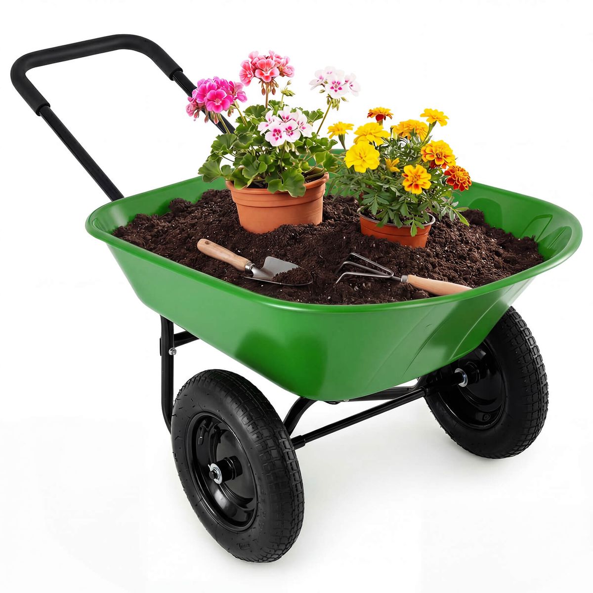 2-Tire Garden Wheelbarrow - Light Green