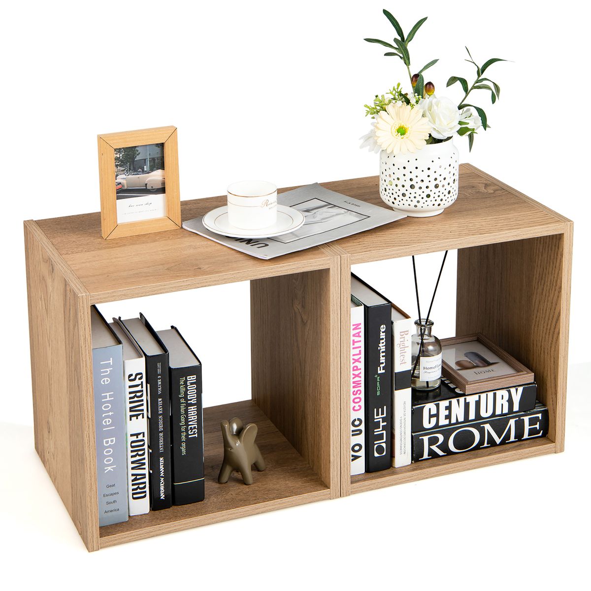 Stackable Storage Cube Free-standing Storage Organizer (2-Pack) - Natural