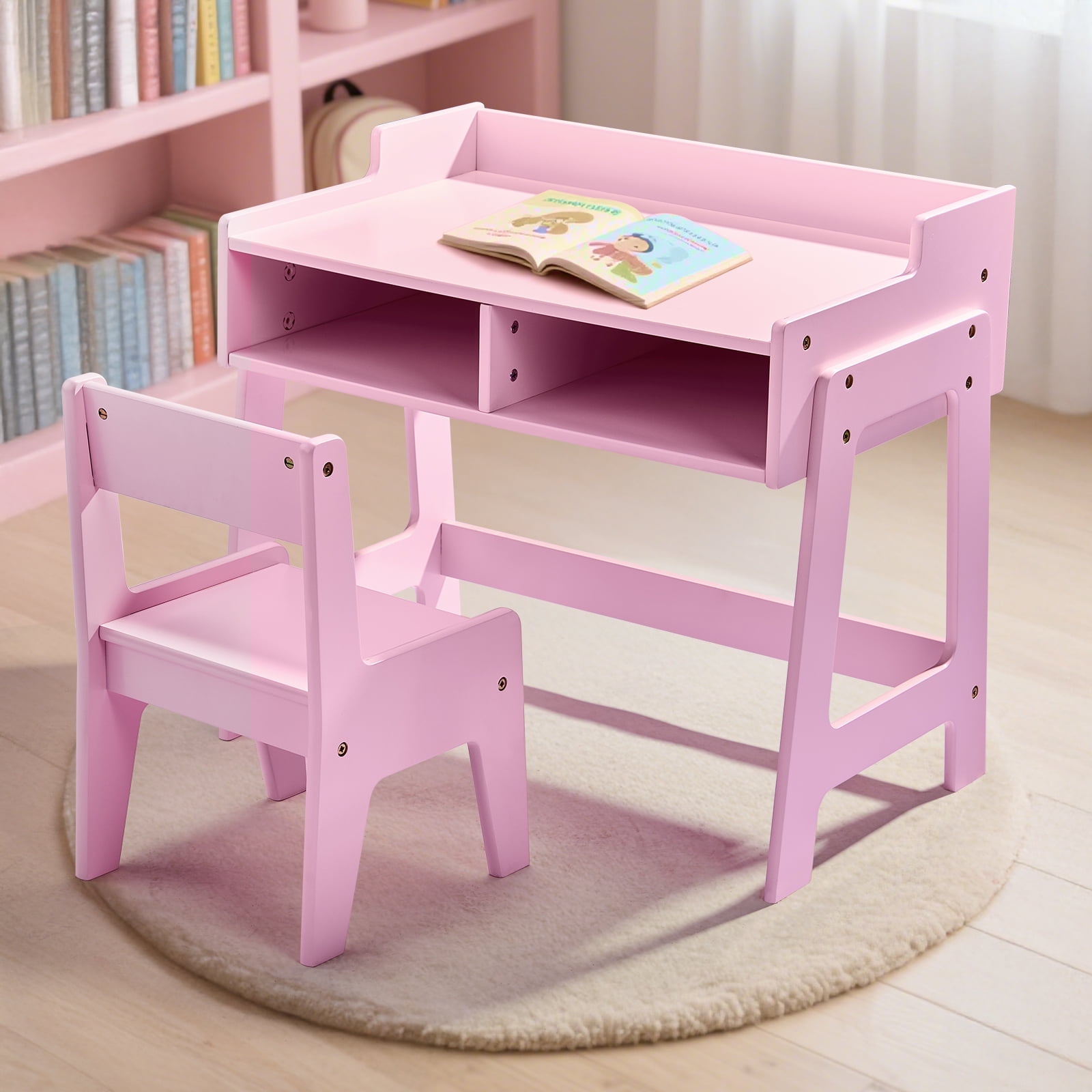 Kids' Writing Desk and Chair Set - Pink-image-SKU19412507