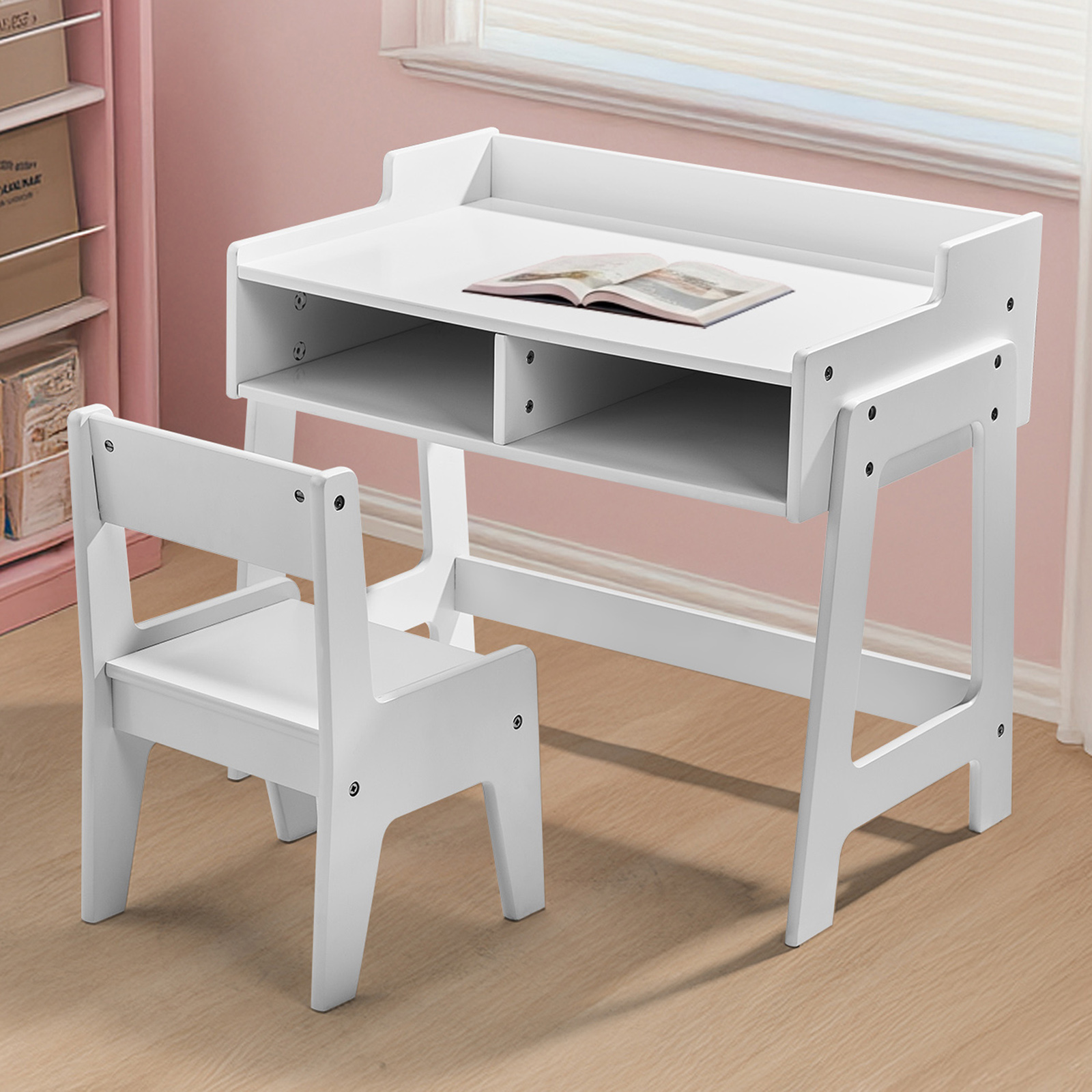Kids' Writing Desk and Chair Set - White