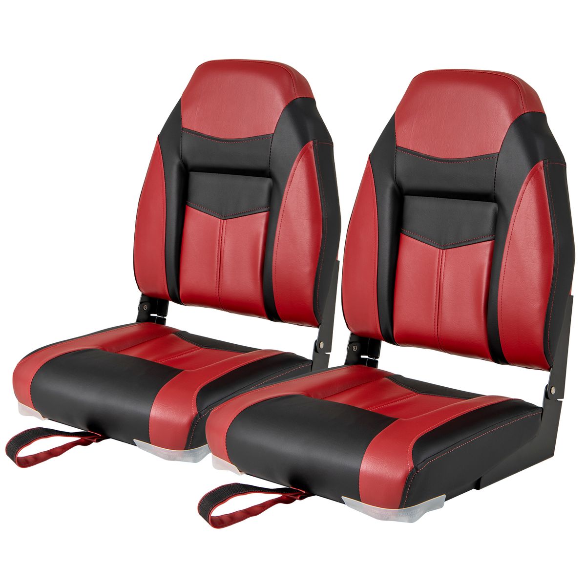 High-Back Folding Boat Seat  - Red- 2-Piece