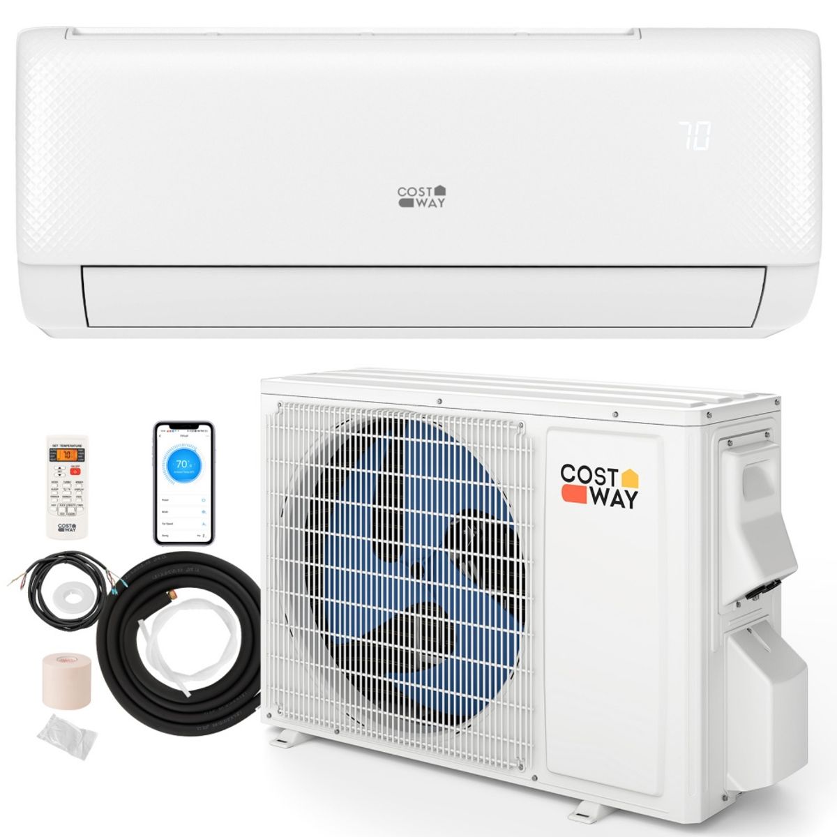9100BTU Wifi Enabled Mini Split Air Conditioner  White