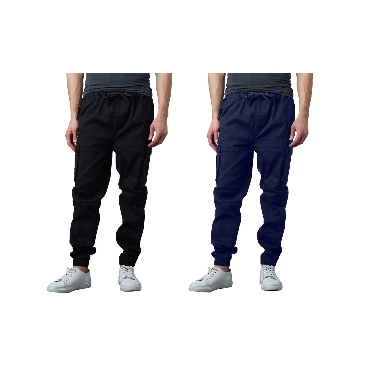 Men's Cotton Flex Stretch Cargo Jogger Pants (2-Pack) - J/MCJP-4750 - BK-NV - S