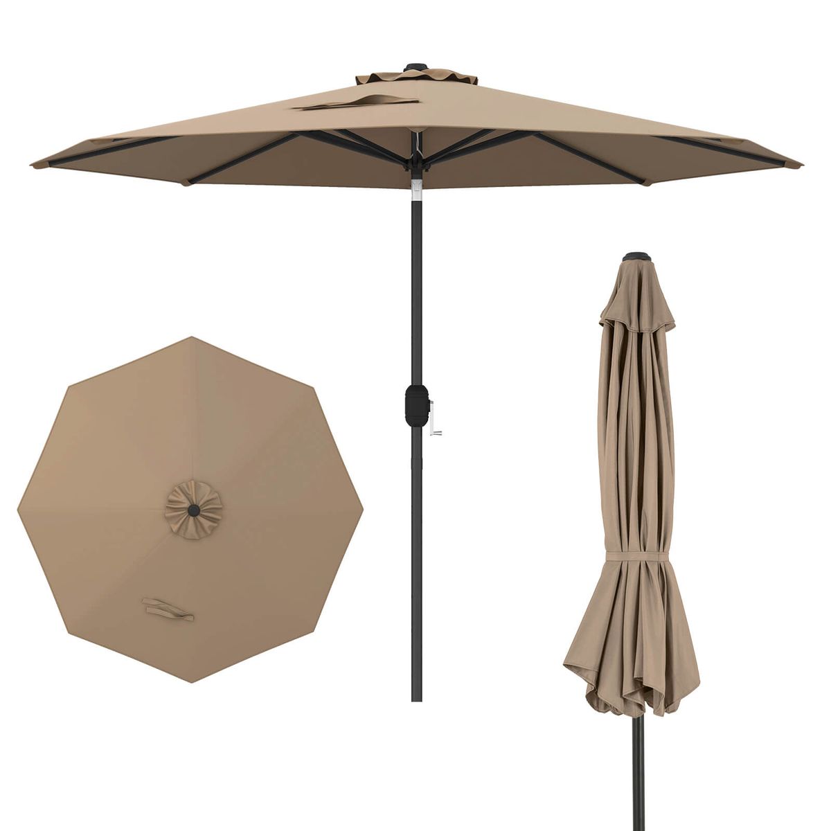 Photos - Parasol Costway 8-foot Patio Umbrella - Tan HWM000263