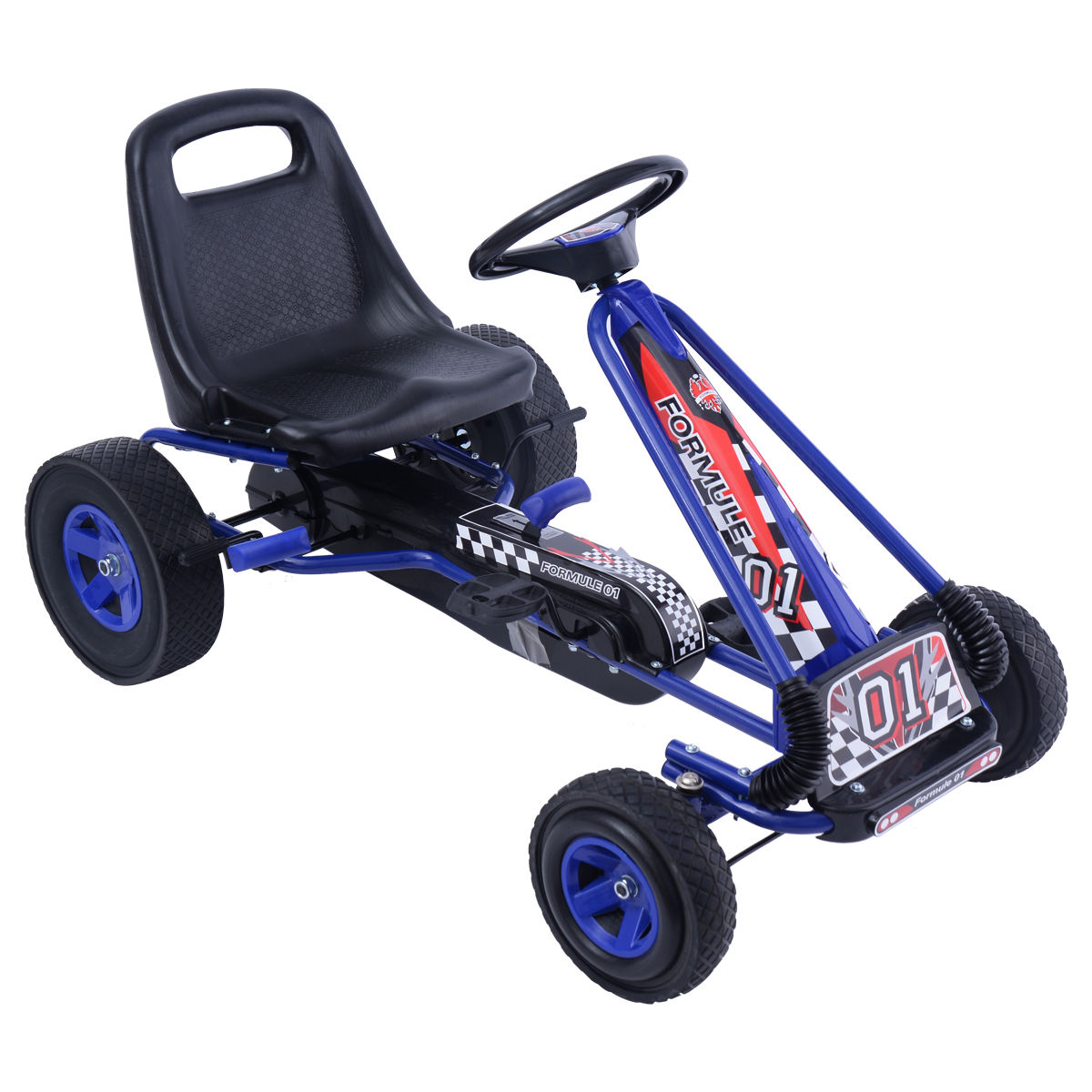 4 Wheels Kids Ride On Pedal Powered Bike Go Kart Racer Car Outdoor Play Toy - Blue