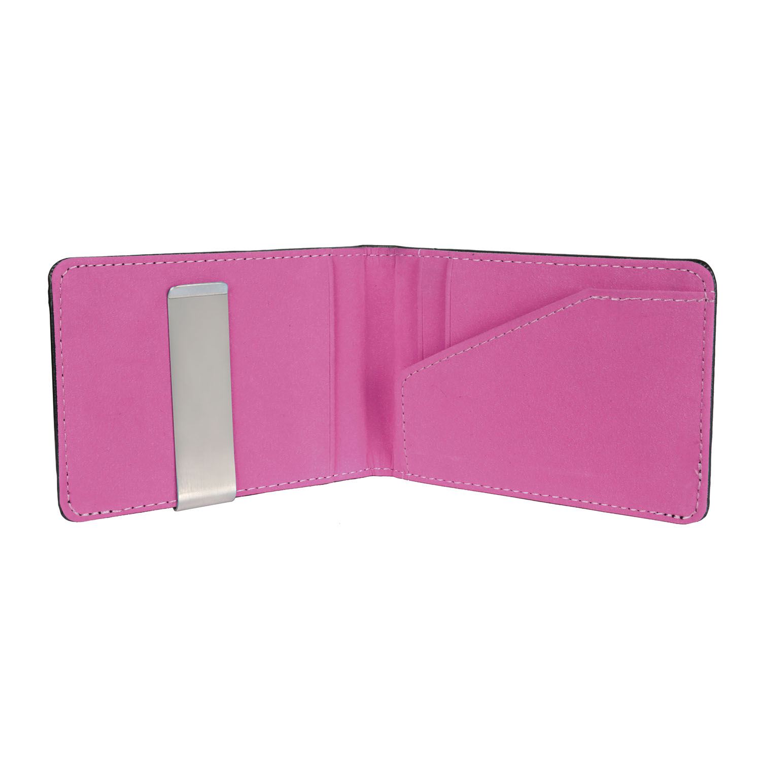 RFID Blocking Slim PU Leather Bifold Wallet with Money Clip - Pink