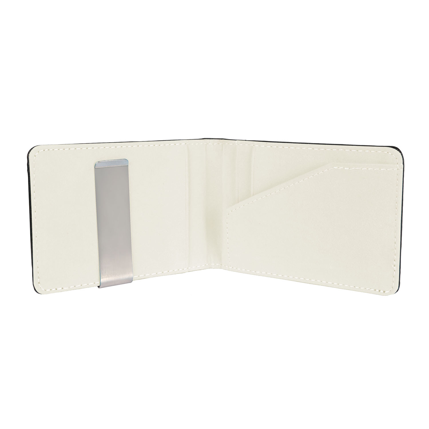 RFID Blocking Slim PU Leather Bifold Wallet with Money Clip - White