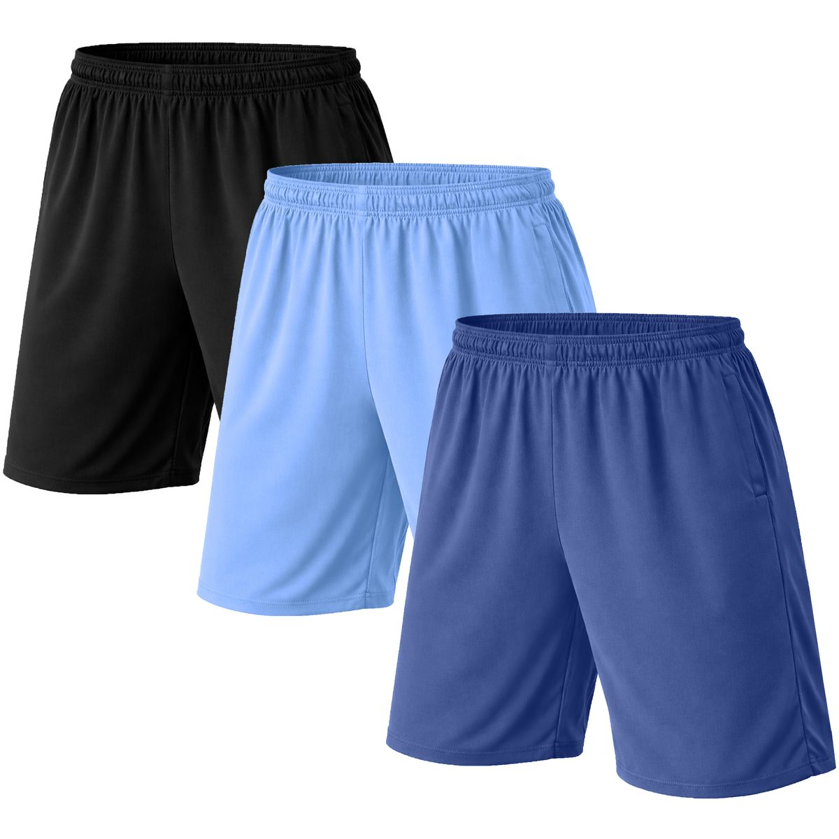 Men&rsquo;s Active Poly Training Shorts (1 or 3-Pack) - MES-010 - BK-LB-RY - S