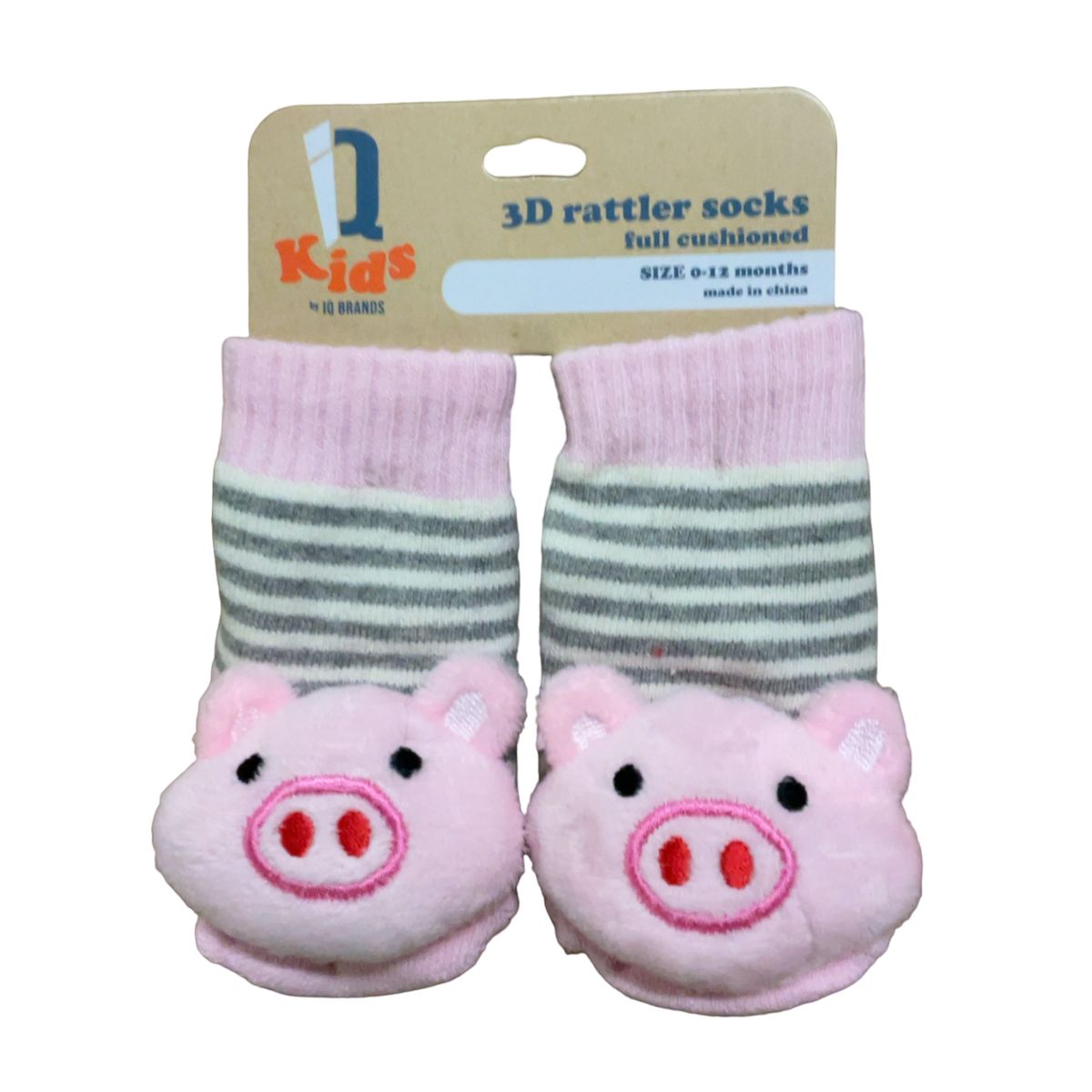 IQ Brands 3D Baby Rattle Socks - IQ Brands 3D Baby Rattle Socks, Pig