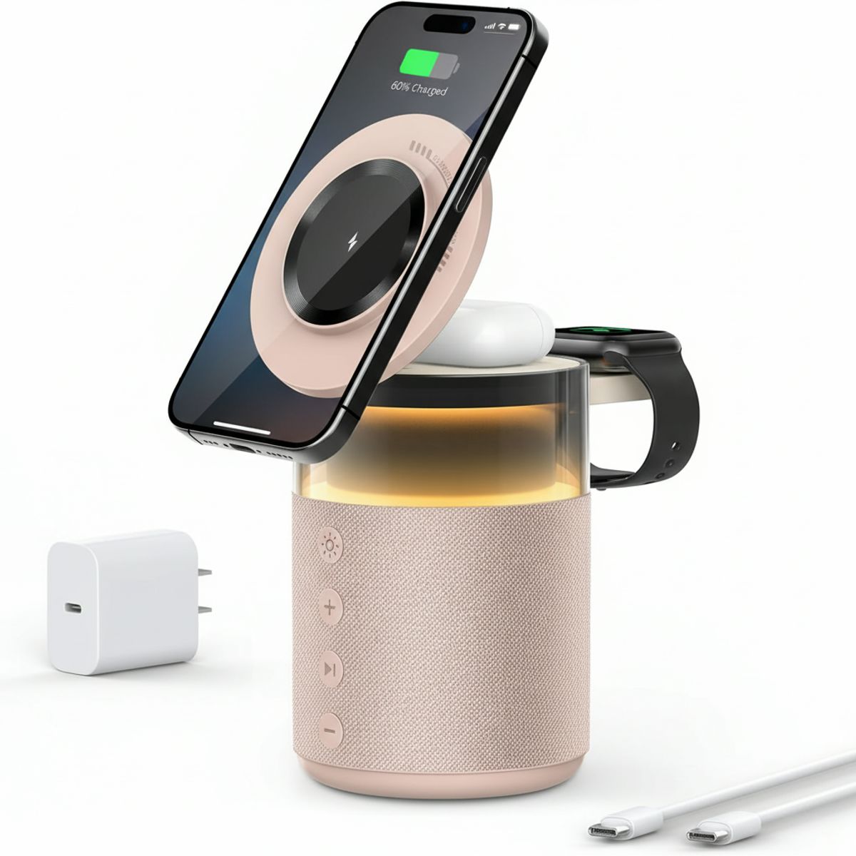 5-in-1 Multifunctional Speaker Charging Station - 5-in-1 Multifunctional BLUSH