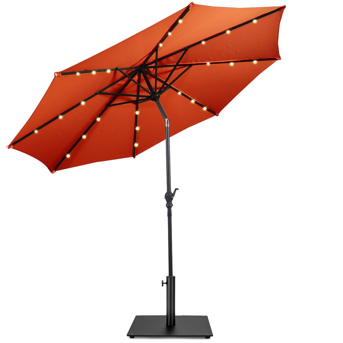 Outdoor Patio Umbrella with Solar Powered Lights and Stand - Umbrella 36LB Stand OR