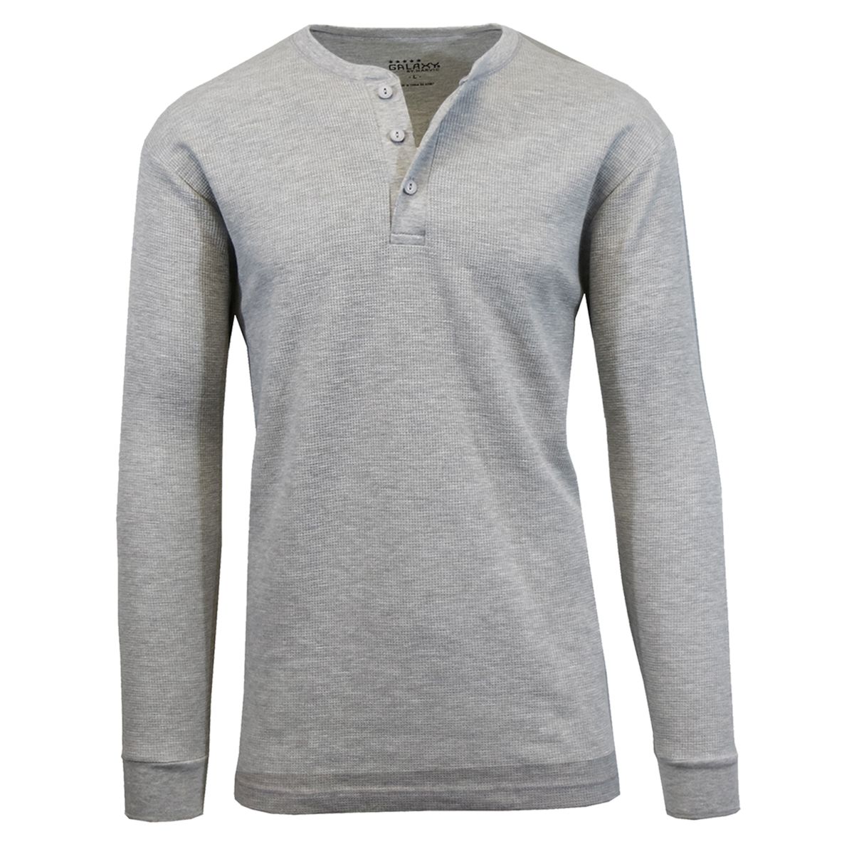Men's Thermal Waffle Knit Long Sleeve Henley Shirt - J/MTHH-430-HG - S