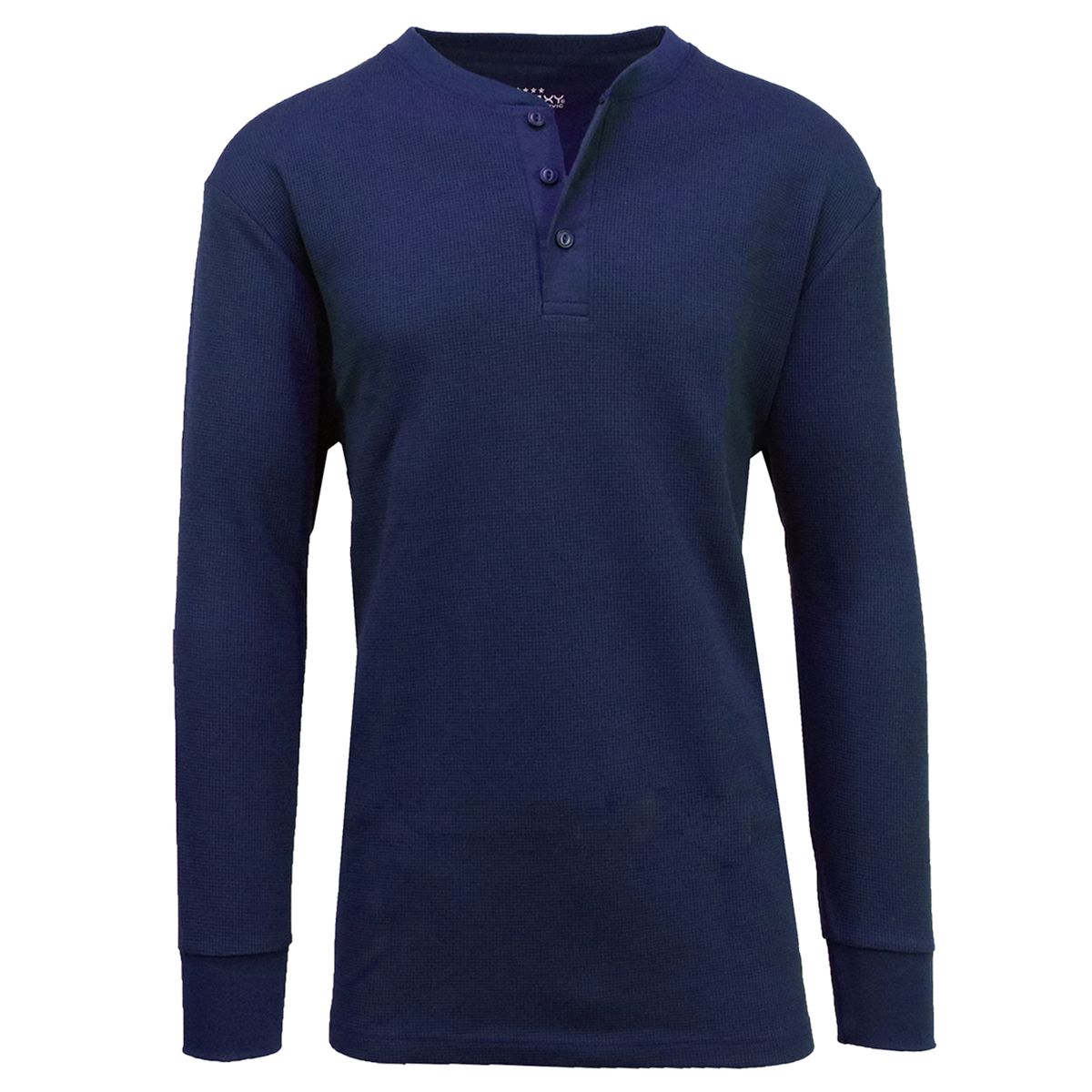 Men's Thermal Waffle Knit Long Sleeve Henley Shirt - J/MTHH-430-NV - M