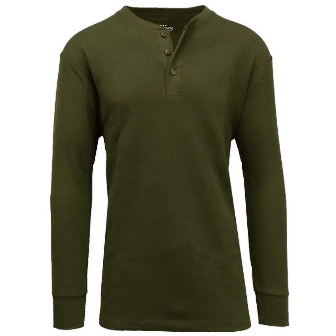 Men's Thermal Waffle Knit Long Sleeve Henley Shirt - J/MTHH-430-OL - M