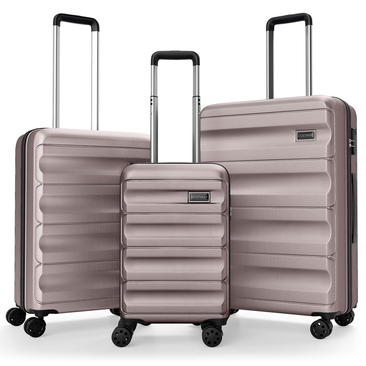 Photos - Luggage Costway 3-Piece Hardside  Set  with Wheels and Digital Lock - Pink HCST11996 (20/24/28 Inch)
