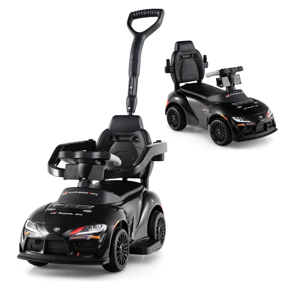 Licensed Toyota Ride-On Push Car with Under-Seat Storage - Black