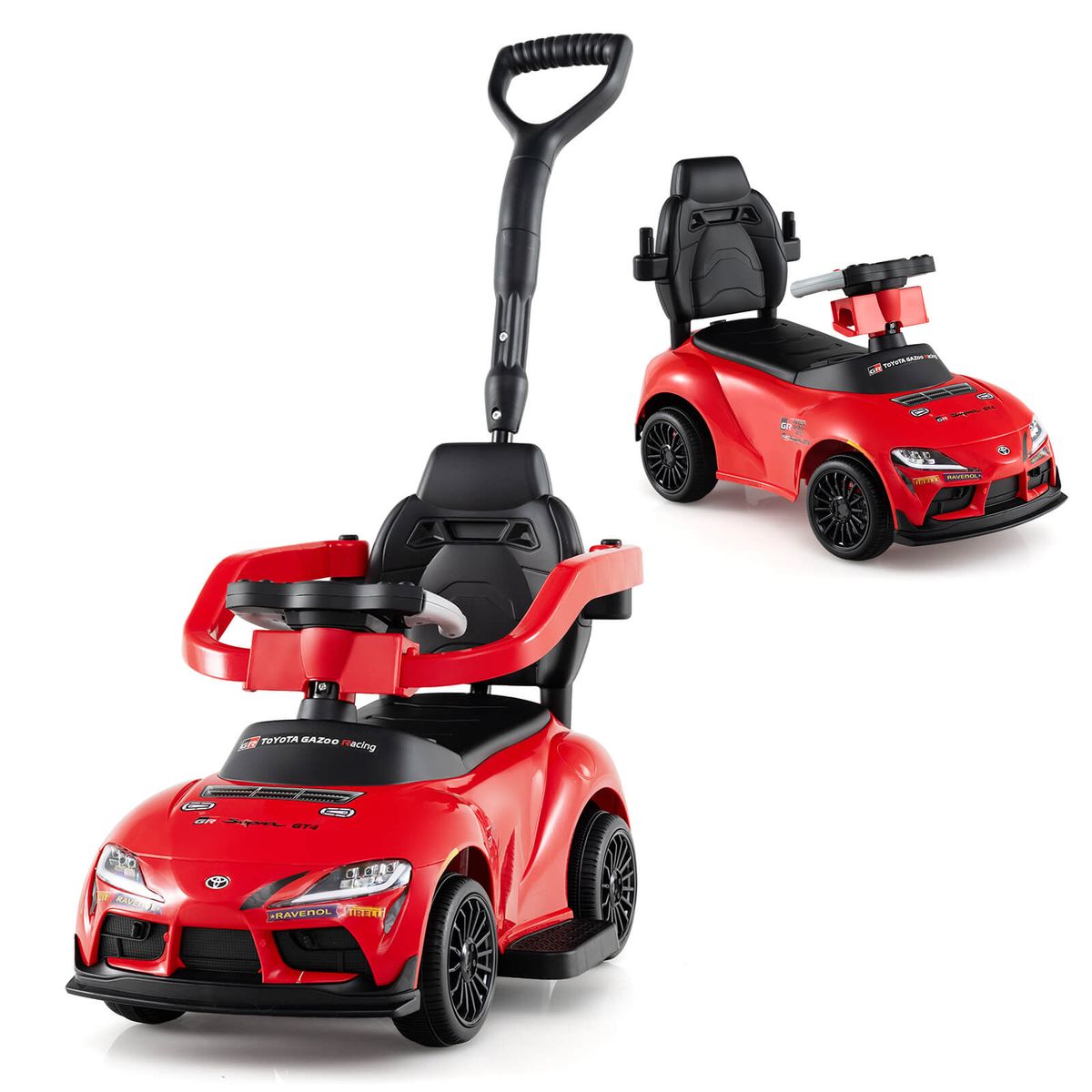 Licensed Toyota Ride-On Push Car with Under-Seat Storage - Red