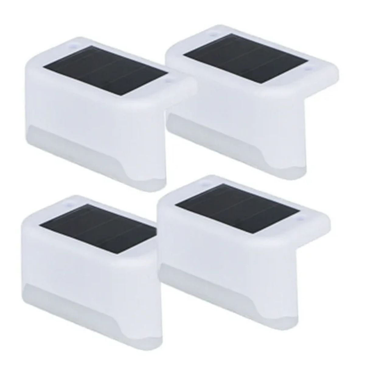 Waterproof LED Solar Deck Stair Lights (4-Pack) - White with White Light
