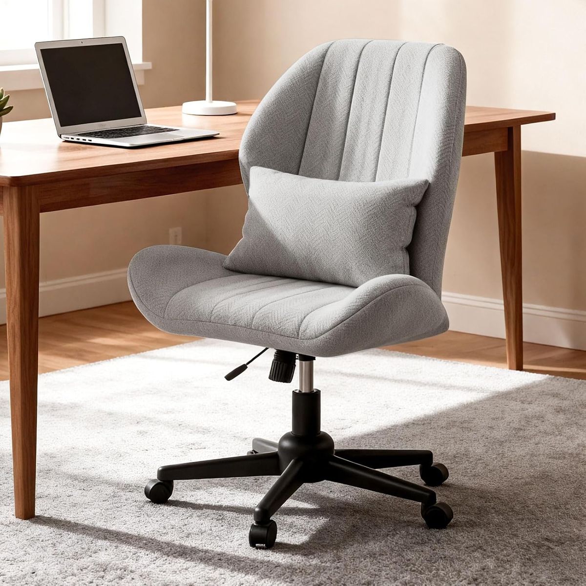 Armless Wide Cross Legged Office Chair - Grey
