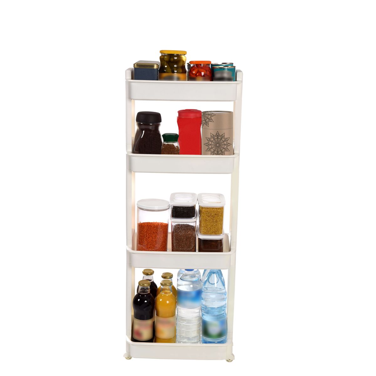 Rolling Utility Cart with Detachable Trays - 4-Tier-15.5&rdquo;