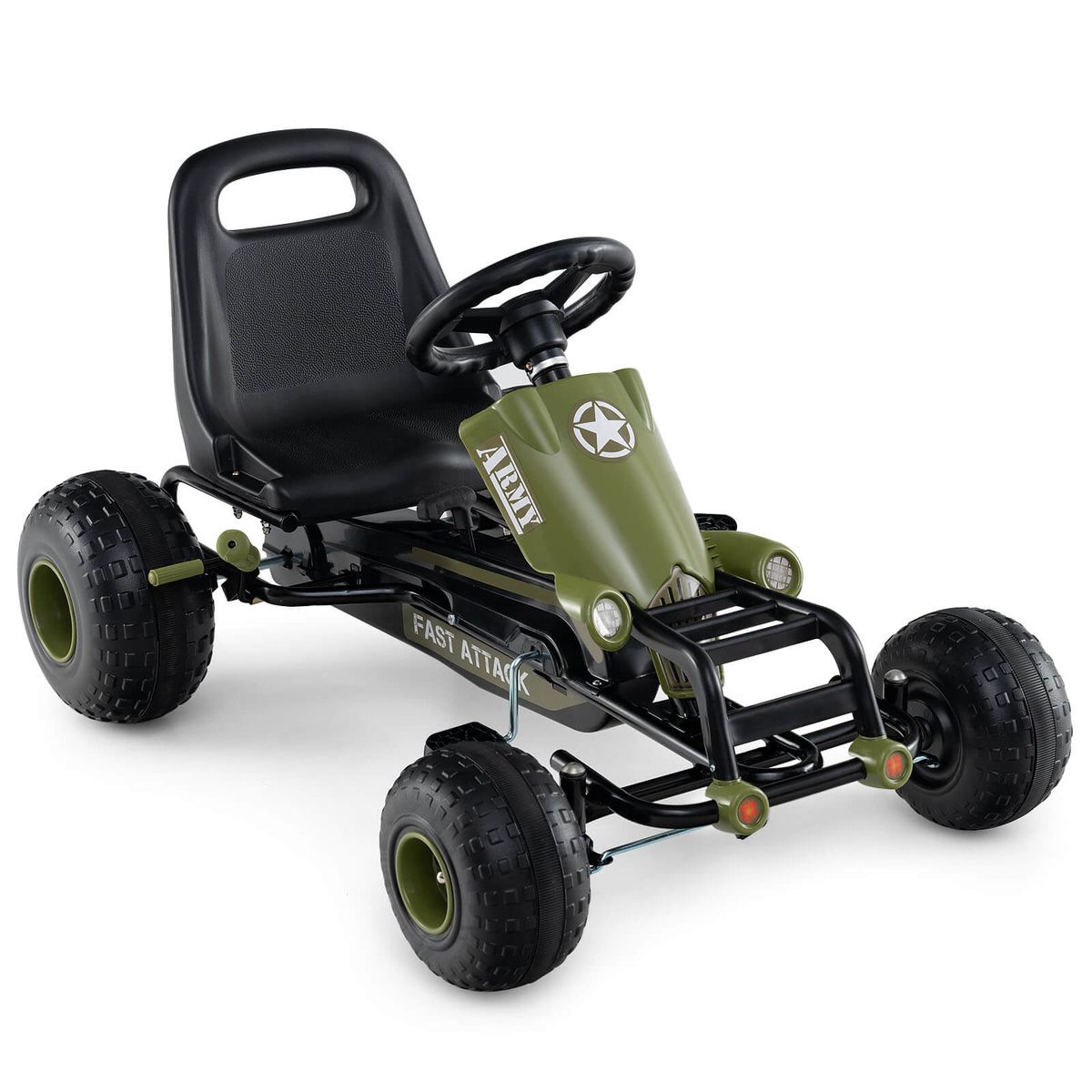 4-Wheel Pedal Go Kart with Safety Hand Brake - Green