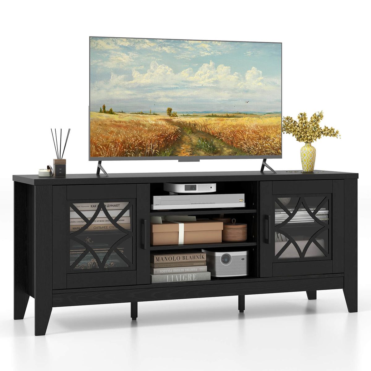 3-Tier TV Stand for TVs up to 65"  - Black