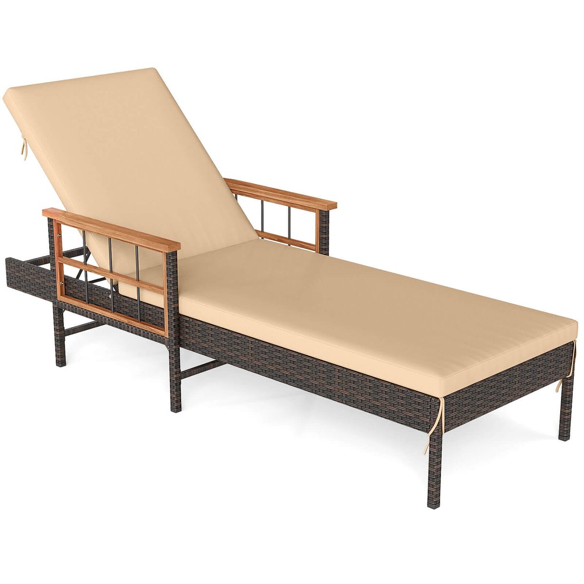 Patio Rattan Chaise Lounge (1- or 2-Pack) - 1PCS